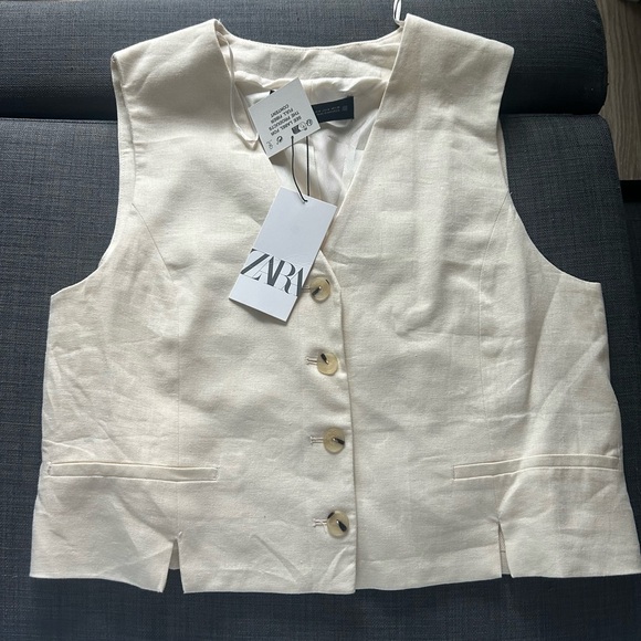Cream linen blend vest - Picture 6 of 11